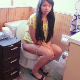 A pretty, light-skinned black girl dressed for church sits on a toilet, pisses, and takes a soft, crackling shit. She grunts and pushes for a while, then wipes her ass when finished. Presented in 720P HD. Over 6.5 minutes.